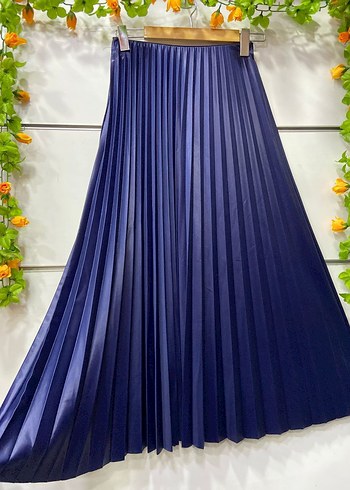 Deri Görünümlü Sık Pileli Etek  13 Renk Seçeneği - Görsel 8