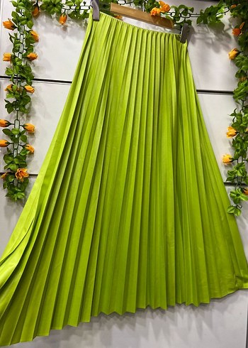 Deri Görünümlü Sık Pileli Etek  13 Renk Seçeneği - Görsel 3