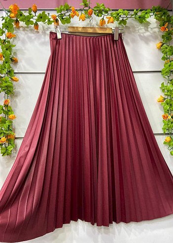 Deri Görünümlü Sık Pileli Etek  13 Renk Seçeneği - Görsel 13