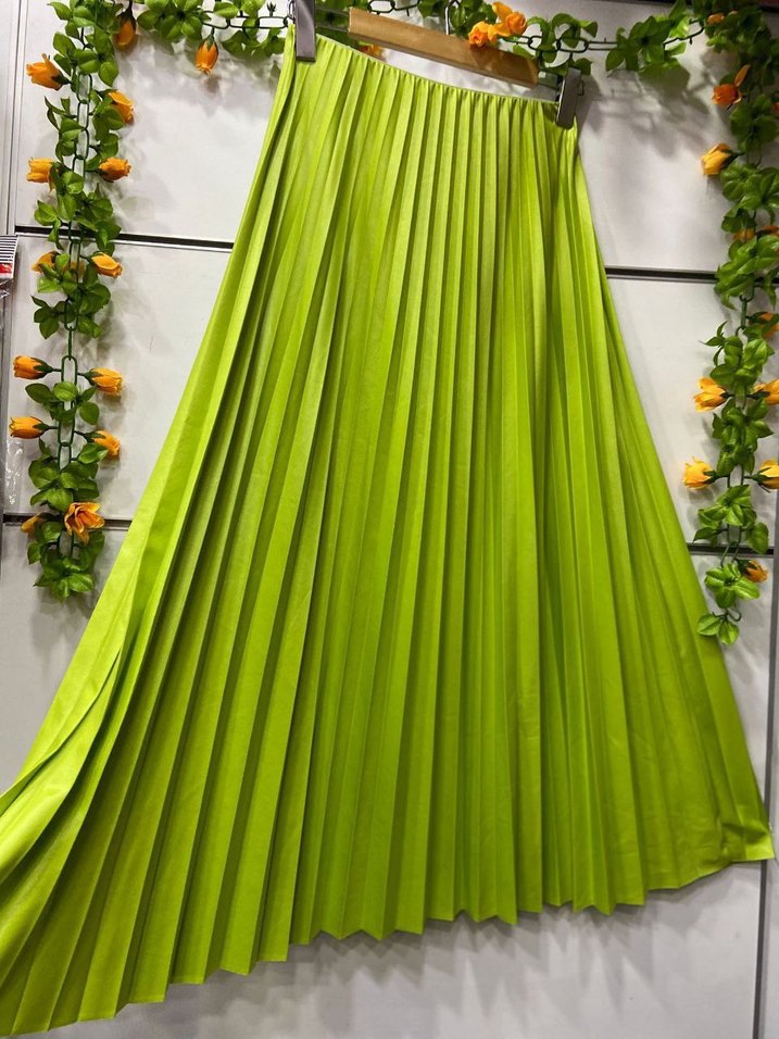 Deri Görünümlü Sık Pileli Etek  13 Renk Seçeneği - Görsel 3