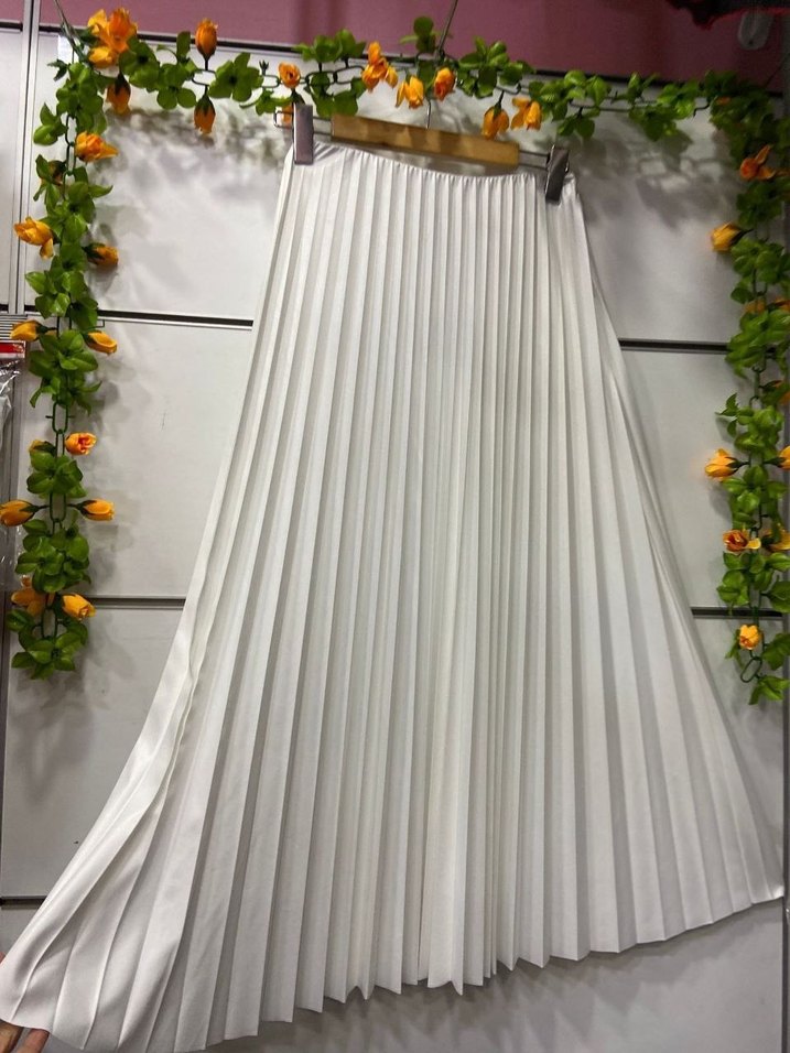 Deri Görünümlü Sık Pileli Etek  13 Renk Seçeneği - Görsel 4