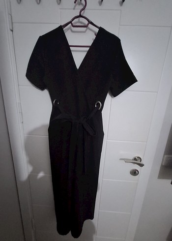 V Yaka Siyah Tulum - Görsel 9