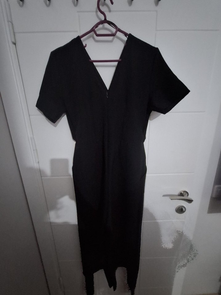 V Yaka Siyah Tulum - Görsel 2