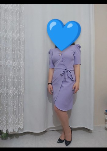 Lila kruvaze elbise - Görsel 6