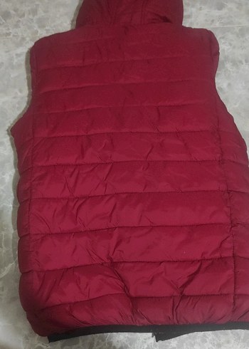 Bordo Kapüşonlu Fermuarlı çocuk Kış Ceketi - Görsel 4