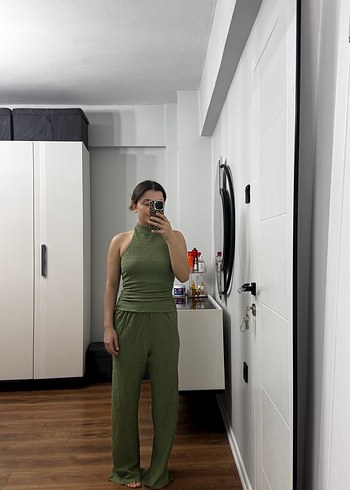 Kadın Kolsuz Haki Jumpsuit - Görsel 9
