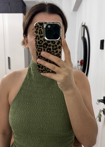 Kadın Kolsuz Haki Jumpsuit - Görsel 2