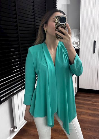 Turkuaz V Yaka Hamile Bluzu - Görsel 3