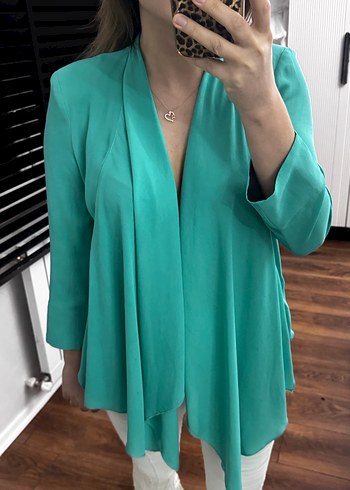 Turkuaz V Yaka Hamile Bluzu - Görsel 4