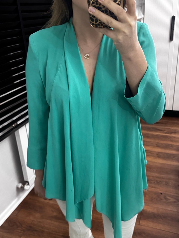 Turkuaz V Yaka Hamile Bluzu - Görsel 4