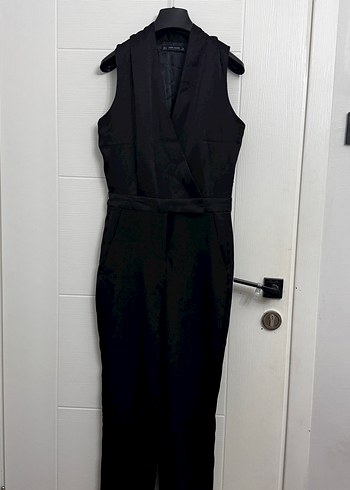 Kadın Siyah Deri V Yakalı Tulum - Görsel 8