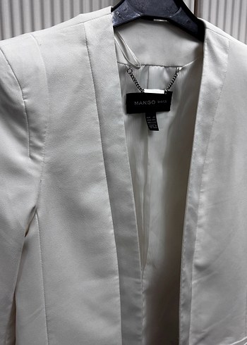 Beyaz Düğmeli Kadın Blazer Ceket - Görsel 5