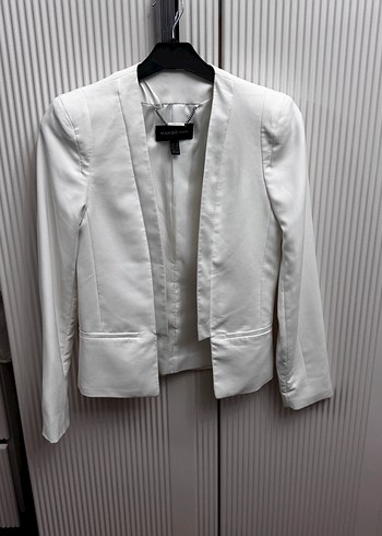 Beyaz Düğmeli Kadın Blazer Ceket - Görsel 2