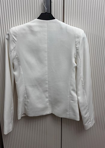 Beyaz Düğmeli Kadın Blazer Ceket - Görsel 6