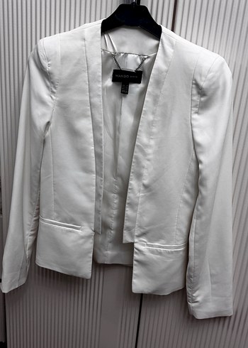 Beyaz Düğmeli Kadın Blazer Ceket - Görsel 4