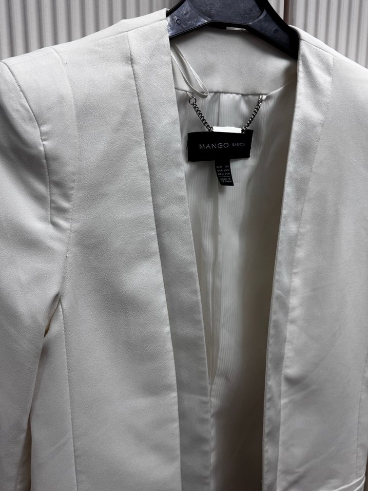 Beyaz Düğmeli Kadın Blazer Ceket - Görsel 5