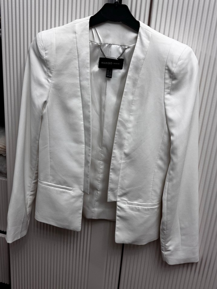 Beyaz Düğmeli Kadın Blazer Ceket - Görsel 4