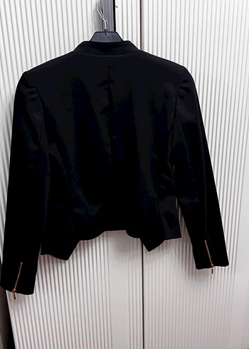 Kemerli Siyah Mini Kadın Blazer - Görsel 5