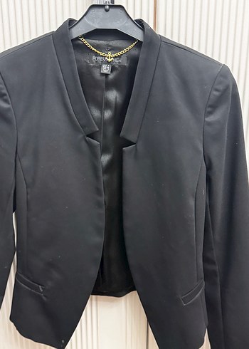 Kemerli Siyah Mini Kadın Blazer - Görsel 2