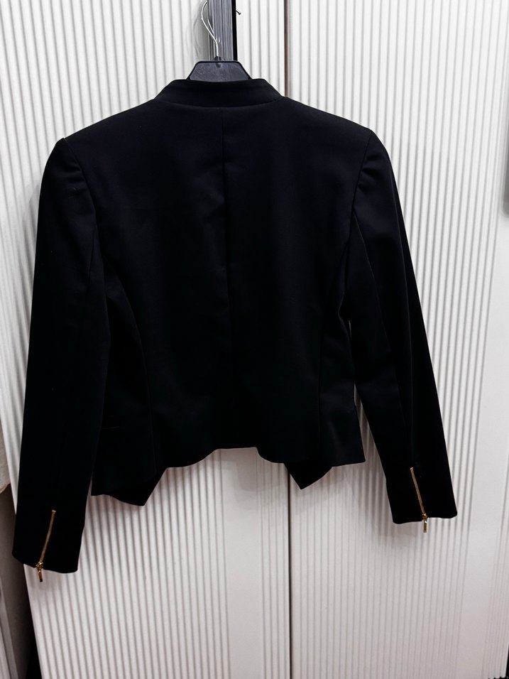 Kemerli Siyah Mini Kadın Blazer - Görsel 5