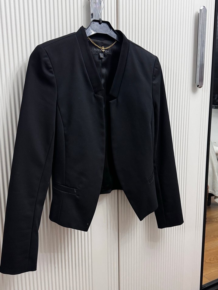 Kemerli Siyah Mini Kadın Blazer - Görsel 4