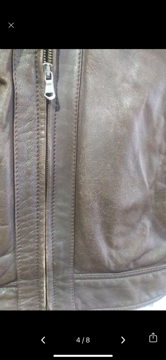 Düğmeli Kahverengi Deri Erkek Ceket - Görsel 4