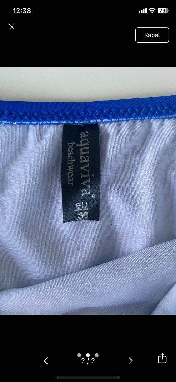 Mavi Mini Bikini Taş Detaylı - Görsel 2