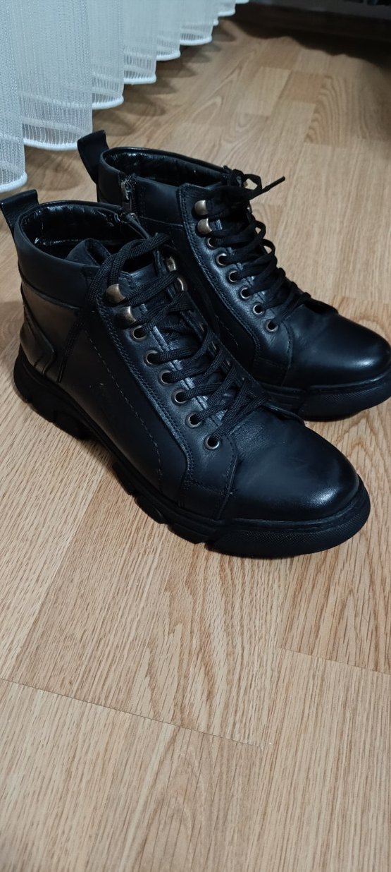 Flo Ayakkabı Deri Siyah Bağcıklı Erkek Kauçuk Bot - Görsel 2