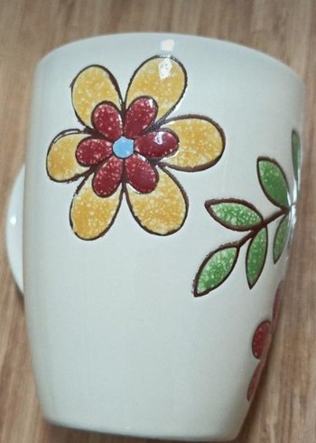 Çiçek Desenli Renkli Seramik Kupa - Görsel 3