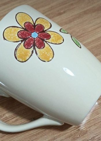 Çiçek Desenli Renkli Seramik Kupa - Görsel 2