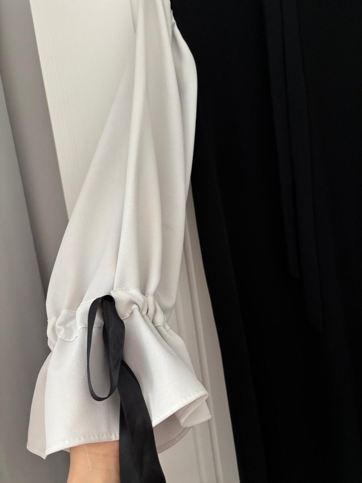 Uzun Siyah-Beyaz Elbise - Görsel 2