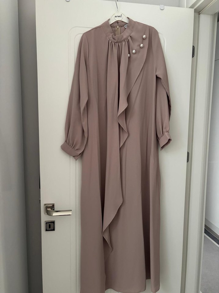 Uzun Kum Beji Kadın Elbise - Görsel 3