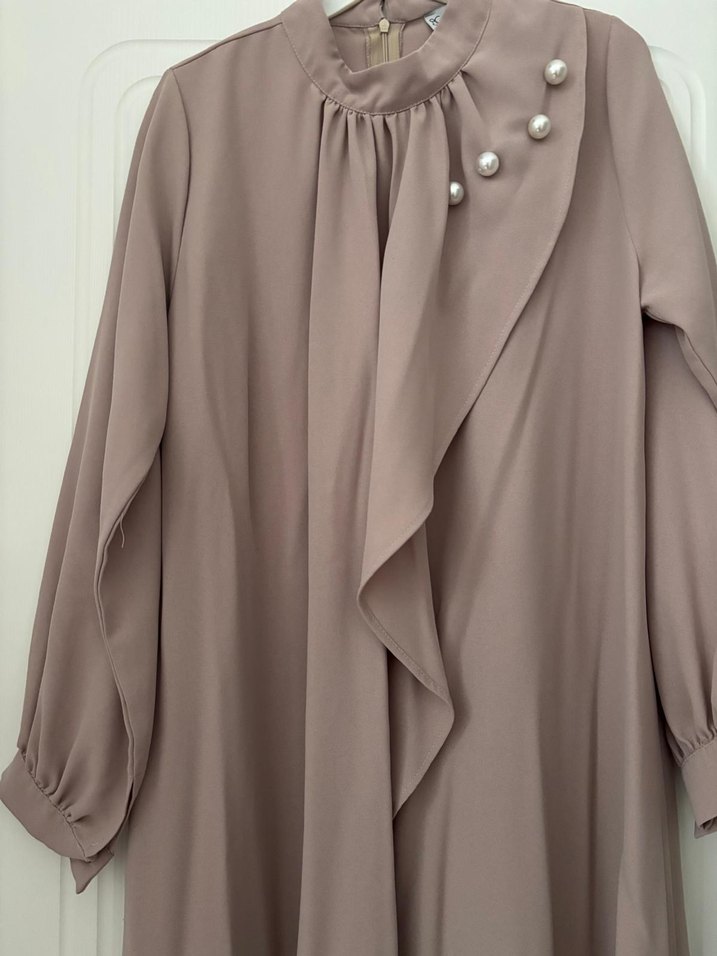 Uzun Kum Beji Kadın Elbise - Görsel 5