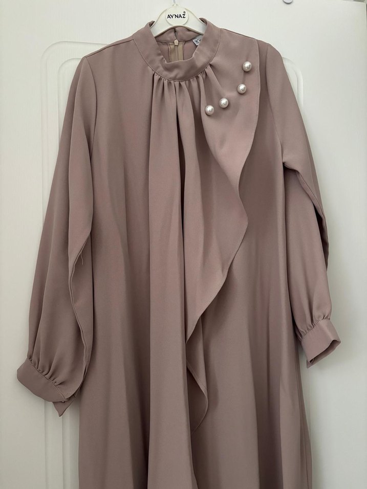 Uzun Kum Beji Kadın Elbise - Görsel 4