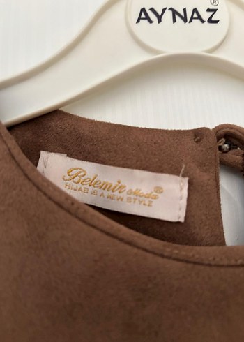 Nakışlı Süet Bej Uzun Elbise - Görsel 5