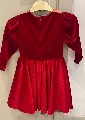 Kırmızı Kadife Kız Elbisesi - Görsel 2