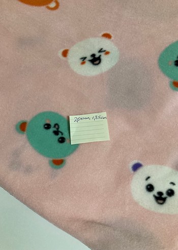Yumuşacık Ayıcık Desenli Pembe Parça Polar Kumaş - Görsel 2