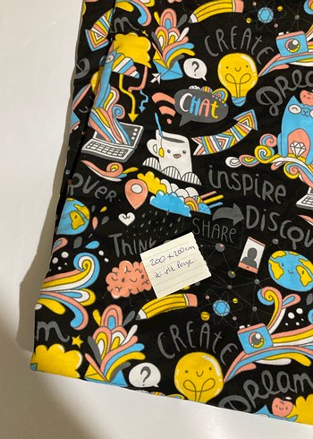 Renkli Baskılı desenli iki iplik şardonsuz parça penye kumaş - Görsel 2