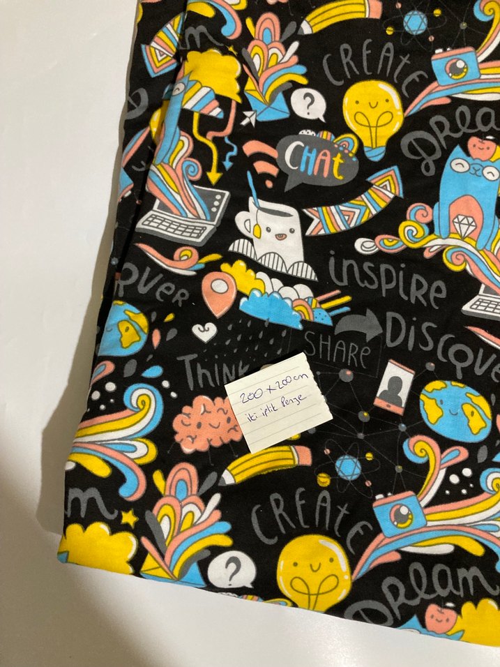 Renkli Baskılı desenli iki iplik şardonsuz parça penye kumaş - Görsel 2