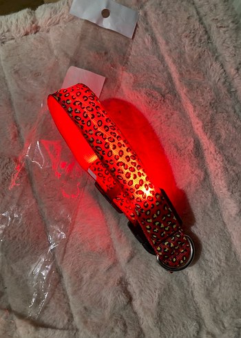 Leopar Desenli Işıklı Tasma Işıklı Köpek Tasması - Görsel 2