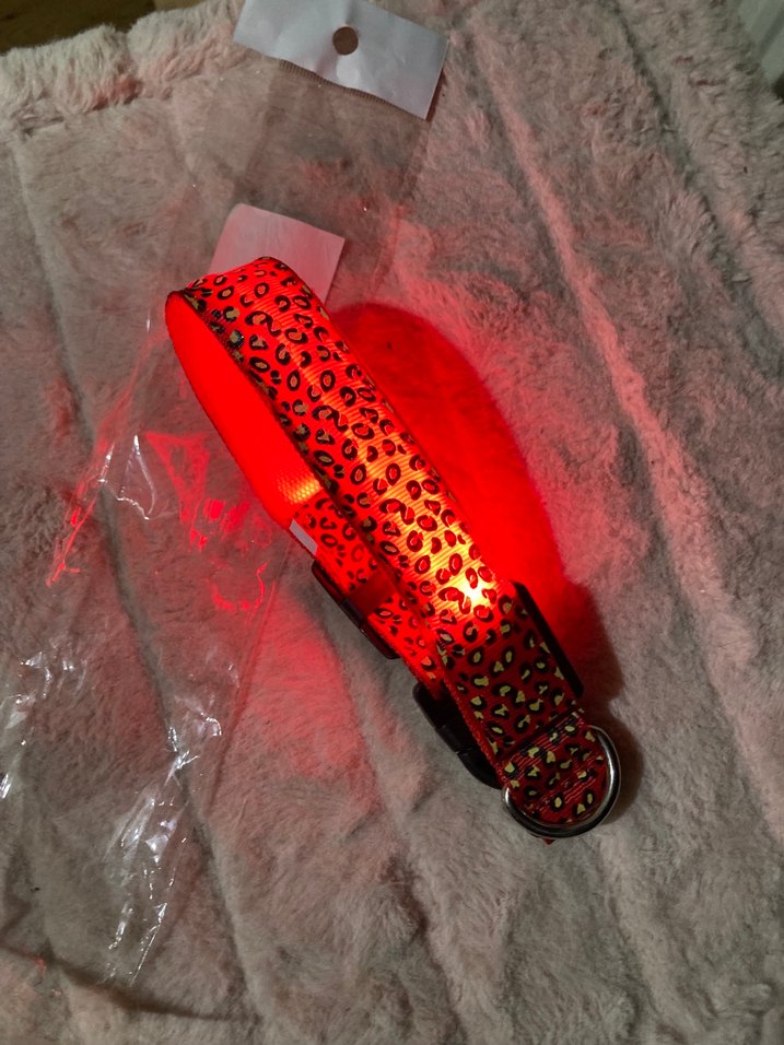 Leopar Desenli Işıklı Tasma Işıklı Köpek Tasması - Görsel 2