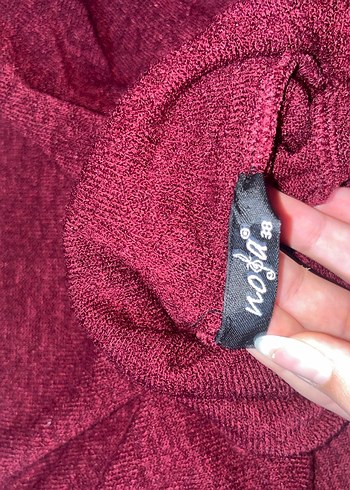 Bordo Kadın Triko Bluz, Kayık Yaka, Uzun Kollu - Görsel 4