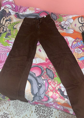 Madmext Düğmeli Kahverengi Süet Kadın Pantolon - Görsel 2