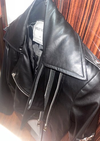 Holly Lolly Siyah Deri Biker Ceket Kadın - Görsel 5