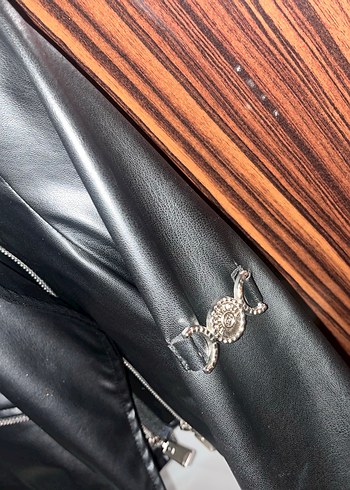 Holly Lolly Siyah Deri Biker Ceket Kadın - Görsel 3