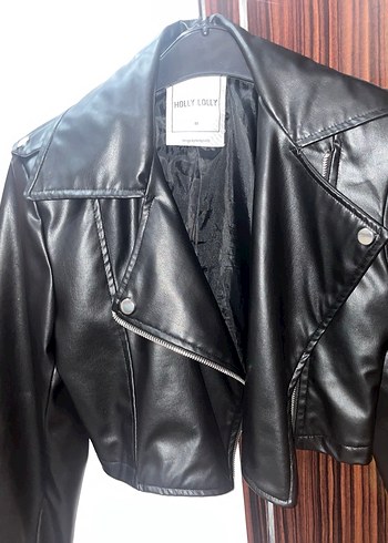 Holly Lolly Siyah Deri Biker Ceket Kadın - Görsel 2