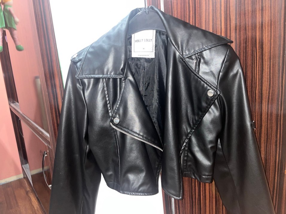 Holly Lolly Siyah Deri Biker Ceket Kadın - Görsel 2