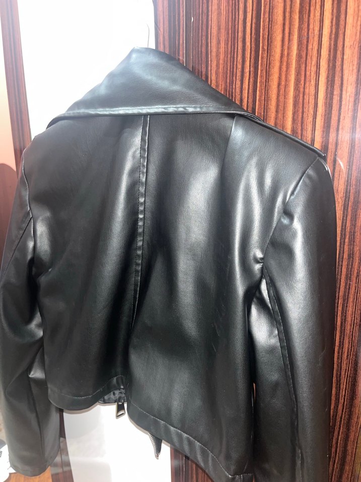 Holly Lolly Siyah Deri Biker Ceket Kadın - Görsel 4