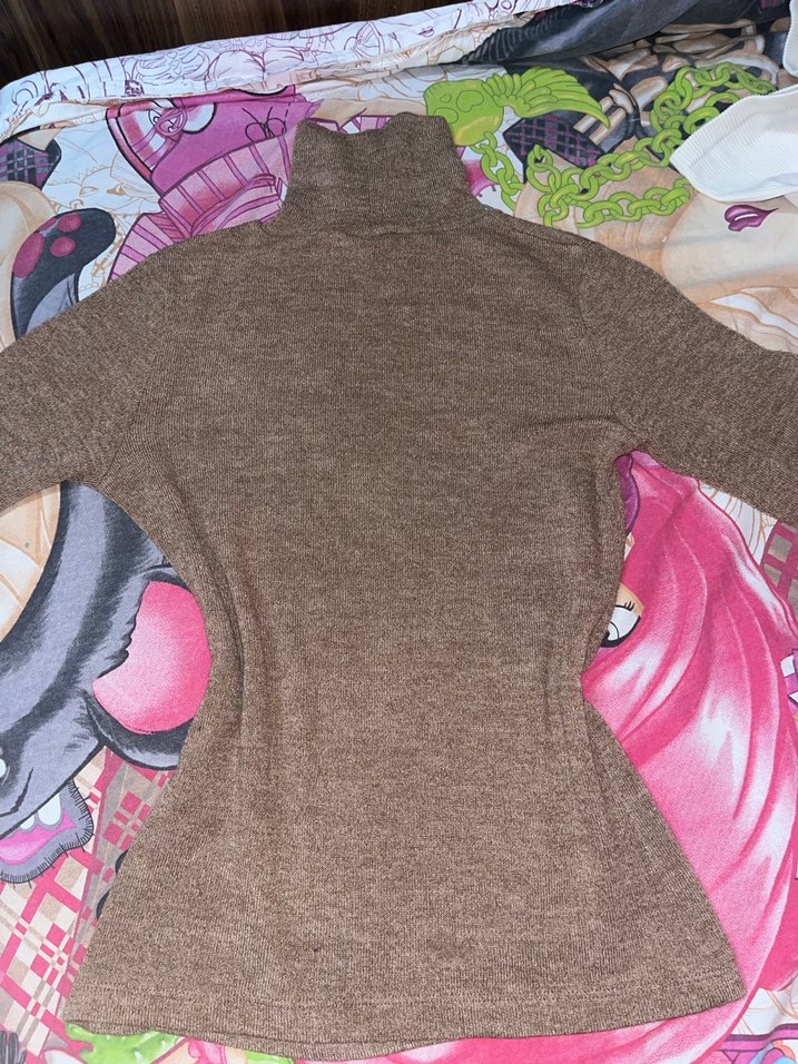 Kadın Kahverengi Boğazlı Triko Kazak - Görsel 2