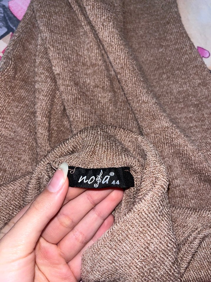 Kadın Kahverengi Boğazlı Triko Kazak - Görsel 3